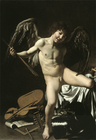  Amor triunfante  (1602), de Caravaggio, procedente de la Gemaldegalerie de Berlín.