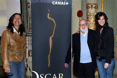 Àngels Barceló, Jaume Figueras y Cristina Teva, en la presentación de  La noche de los Oscar. 