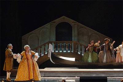 Escena de  I quatro rusteghi  en el teatro de La Fenice.