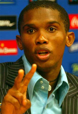 Eto'o, durante una rueda de prensa el pasado miércoles.