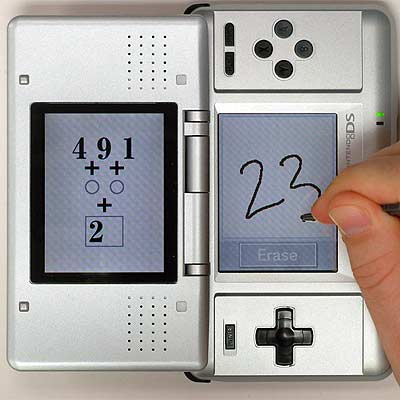 La consola Nintendo DS con un juego mental.