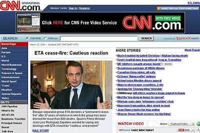 Portada de la página digital de la television estadounidense CNN.