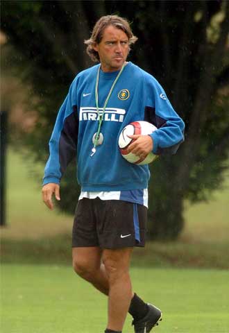Roberto Mancini, durante un entrenamiento.
