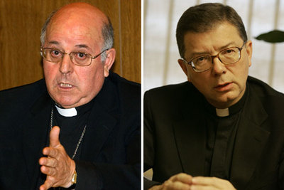 El obispo Ricardo Blázquez (izquierda) y el jesuita Juan Antonio Martínez Camino.