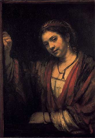  Mujer en la puerta  (hacia 1655), de la Gemäldegalerie de Berlín.