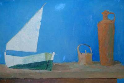  Naturaleza muerta con barco,  de Victor Willing, propiedad del artista.