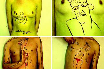 Cuatro momentos del vídeo 'The Gooey gentleman', de Zhou Xiaohu.