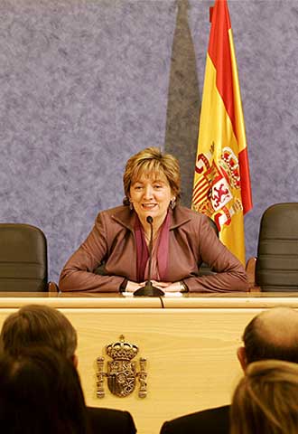 María Jesús San Segundo, durante la rueda de prensa celebrada ayer en el Ministerio de Educación tras hacerse público su relevo.