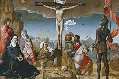  La crucifixión  , de Juan de Flandes .