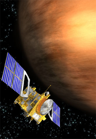 Recreación de la  Venus Express  en la órbita de Venus.