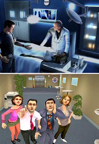 Arriba, el videojuego de  CSI.  Sobre estas líneas, el de  Camera café. 