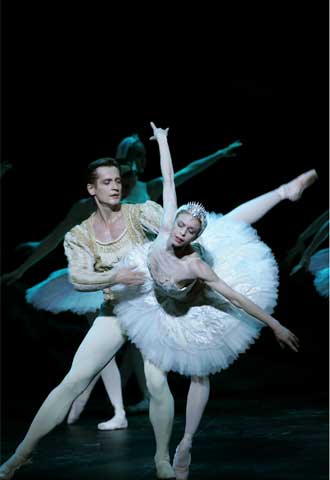 Escena de  El lago de los cisnes. 