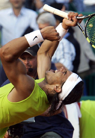 Rafael Nadal, celebrando ayer su triunfo sobre Federer.