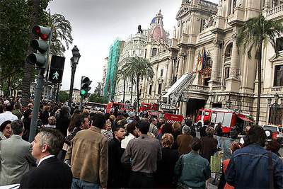 Simulacro de incendio en el Ayuntamiento de Valencia