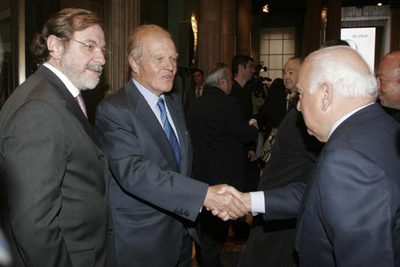 Juan Luis Cebrián, Emilio Ybarra y Jesús de Polanco.