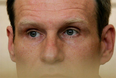 Armin Meiwes, conocido como el  caníbal de Roteburgo , en el juzgado de Francfort ayer.