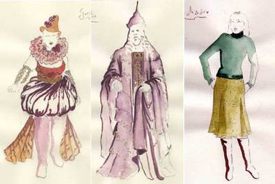 Diseños de vestuario para la ópera 'Dulcinea', del figurinista Jesús Ruiz Moreno.