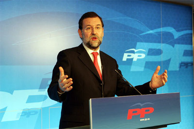 El líder del Partido Popular, Mariano Rajoy, en una intervención en la sede de su partido.