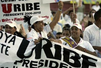 Simpatizantes de Uribe, en el mitin del presidente durante el fin de semana en Valledupar, en el norte de Colombia.
