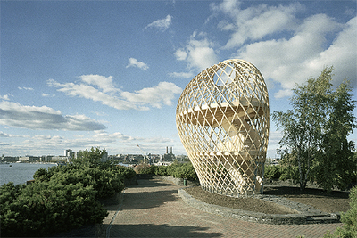 Kupla, mirador de madera en el zoo de Helsinki, proyectado por el arquitecto Ville Hara, recibió en 2003 el premio de la revista  Architectural Review. rnVivienda visitable en 2005 durante una de las ferias de casas de Finlandia.