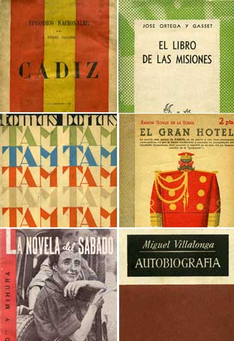 Algunas cubiertas de libros representativos de la historia de la edición española.
