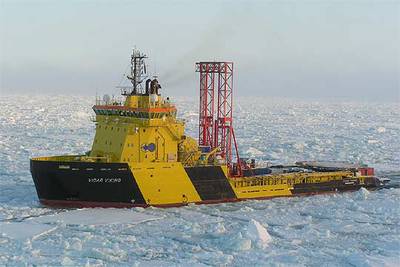 El buque sueco  Vidar Viking , dotado de equipos de perforación.