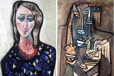 A la izquierda, 'Mujer' (1935), de Amelia Peláez. A la derecha, 'Figura con gallo' (1942), de Wifredo Lam.
