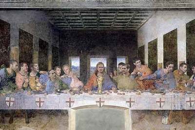  La última cena de Sven,  con Beckham como Jesucristo y a su izquierda el seleccionador británico Sven Goran Eriksson, un cuadro de promoción del Mundial.