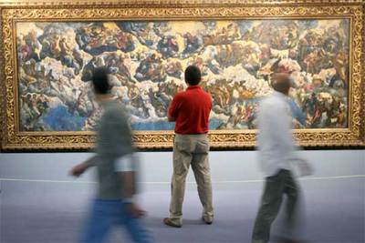 El lienzo  El Paraíso  (1588), de Tintoretto, que preside la exposición del Museo Thyssen-Bornemisza.