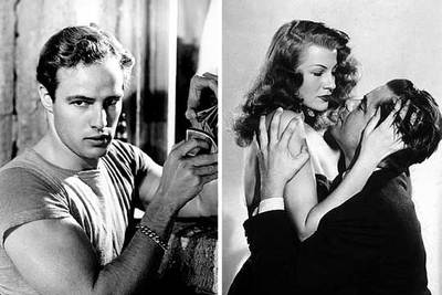 Marlon Brando, en  Un tranvía llamado deseo,  de Elia Kazan (a la izquierda); y Rita Hayworth y Glenn Ford, en  Gilda,  de Charles Vidor.