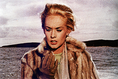 Tippi Hedren, en el filme  Los pájaros,  de Alfred Hitchcock.