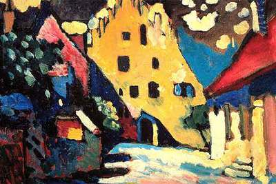  Murnau-Patio del castillo I,  lienzo sobre cartón de 1908, de Kandinsky.