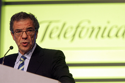 César Alierta, presidente de Telefónica, en la junta de accionistas de ayer.