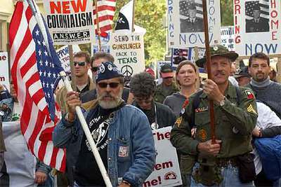 Veteranos de Vietnam encabezan una protesta en Washington en 2003 contra la intervención en Irak.