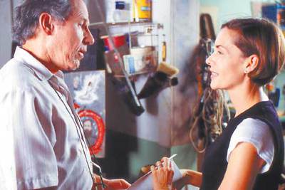 Frank Hoyt  y Embeth Davidtz, en un fotograma de  Junebug .
