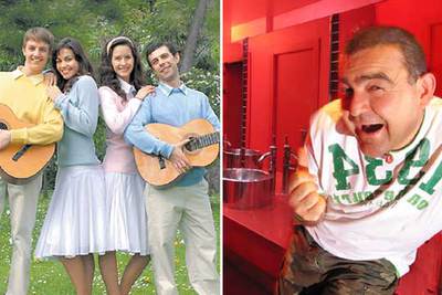 Los intérpretes de la canción  Amo a Laura , a la izquierda, y el cantante El Koala.