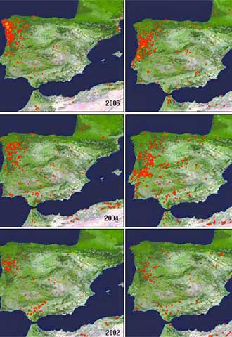 INCENDIOS EN ESPAÑA, DE 2001 A 2006