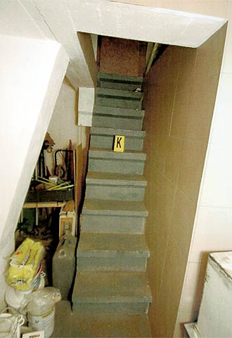 La escalera que conduce al  zulo  donde vivió Natascha durante ocho años.