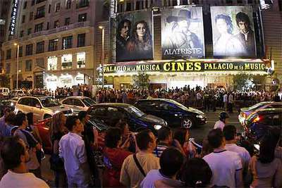 De izquierda a derecha, Agustín Díaz Yanes, Viggo Mortensen, Sonsoles Espinosa, José Luis Rodríguez Zapatero y Arturo Pérez-Reverte, anoche.