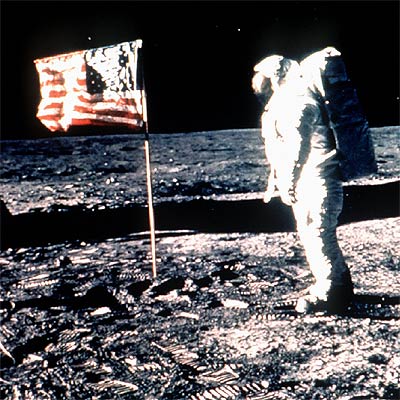 Edwin Aldrin, el 20 de julio de 1969, en la misión del 'Apolo 11', cuando el hombre pisó por primera vez la Luna.