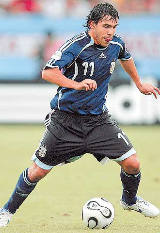 Tévez, en un partido del Mundial.