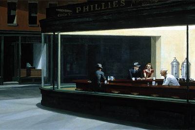 Imagen del cuadro 'Nighthaws' de Edward Hopper.