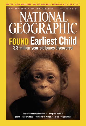 Portada del   National Geographic   con una reconstrucción del aspecto de la   Niña de Dikika.  