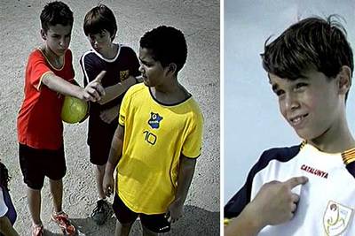 Dos imágenes sobre el anuncio presentado ayer por la Plataforma Pro Seleccions Esportives Catalanes.