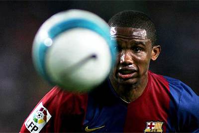 Eto'o, ayer en el encuentro del Camp Nou.