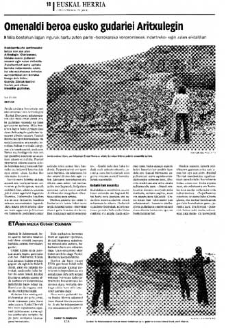 Página del diario  Gara  sobre el acto del Gudari Eguna.