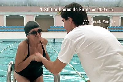 Anuncio en televisión de la obra social de las cajas de ahorros.