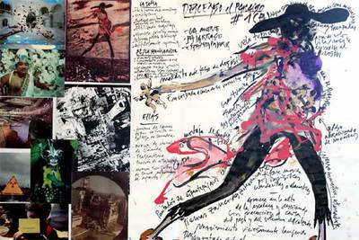 Boceto del artista plástico Frederic Amat para su puesta en escena de la ópera 'El viaje de Simorgh', que se estrenará en el Teatro Real de Madrid.