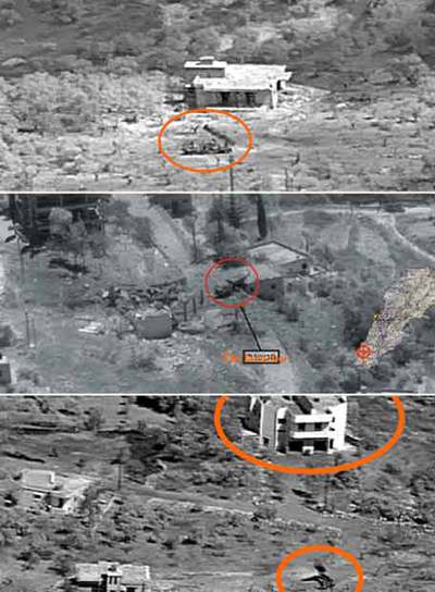 Imágenes del Ejército israelí en las que se ven lanzacohetes de Hezbolá situados junto a viviendas civiles en el sur de Líbano.