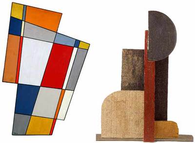 'Marco recortado Número 3' (1946), de Juan Nicolás Mele (izquierda), y ' Objet plastique-composition, ca' (1931-1934), de Joaquín Torres García.